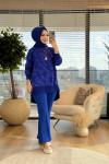 25K3004 Kendinden Jakar Desen Tunik Saks