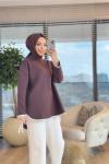 2731 Biye Detaylı Sweatshirt Kahve