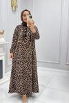 Elbise Leopar Lina Kahverengi